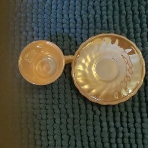 Fire-King peach luster teacup and saucer